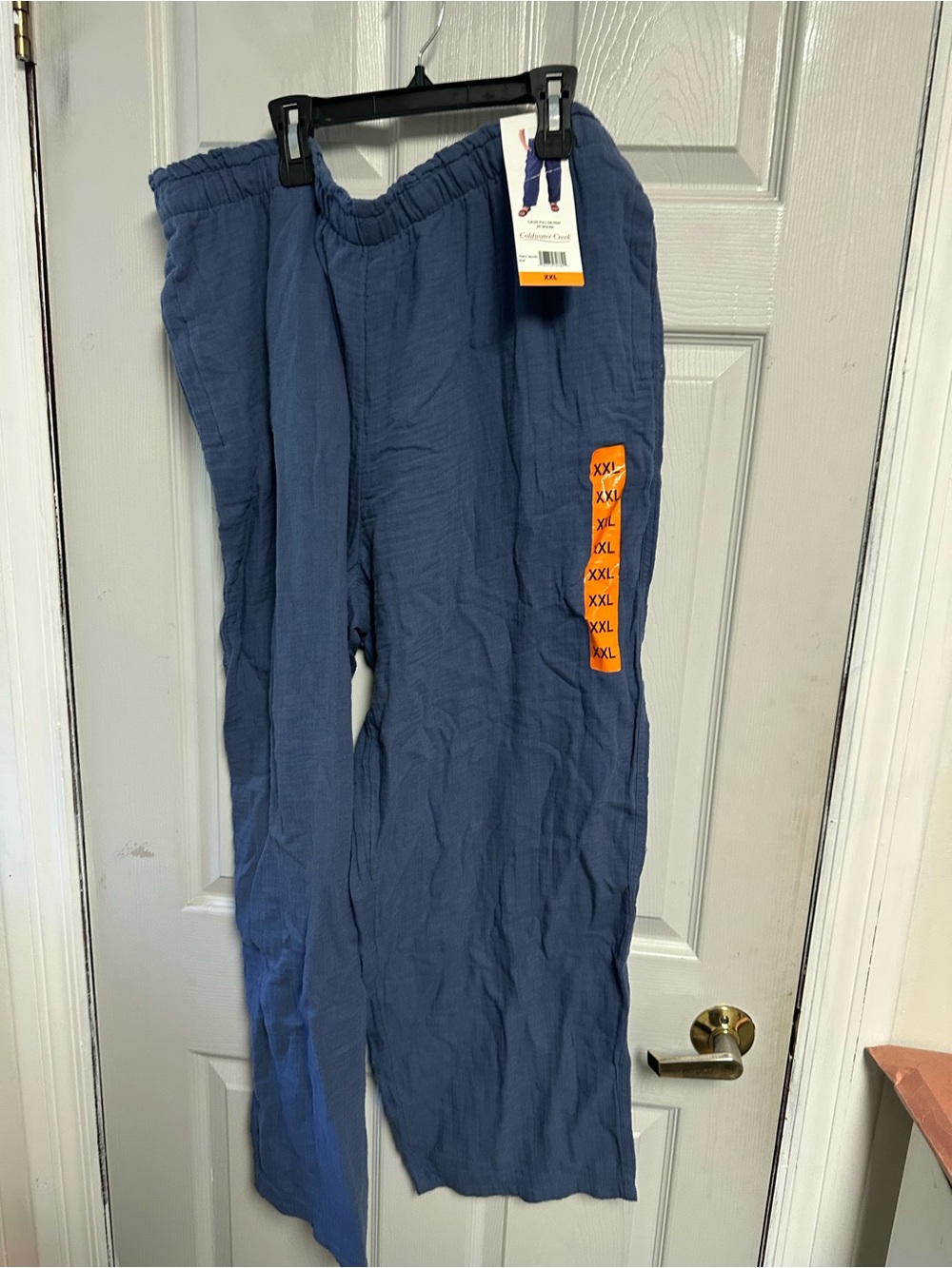 WomenBlue Casual Elastic-Waist Pants